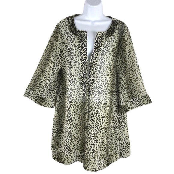 Tommy‎ Bahama Swim Cover Up Women's Small Leopard Sequins Beaded Sheer Polyester - Picture 1 of 12